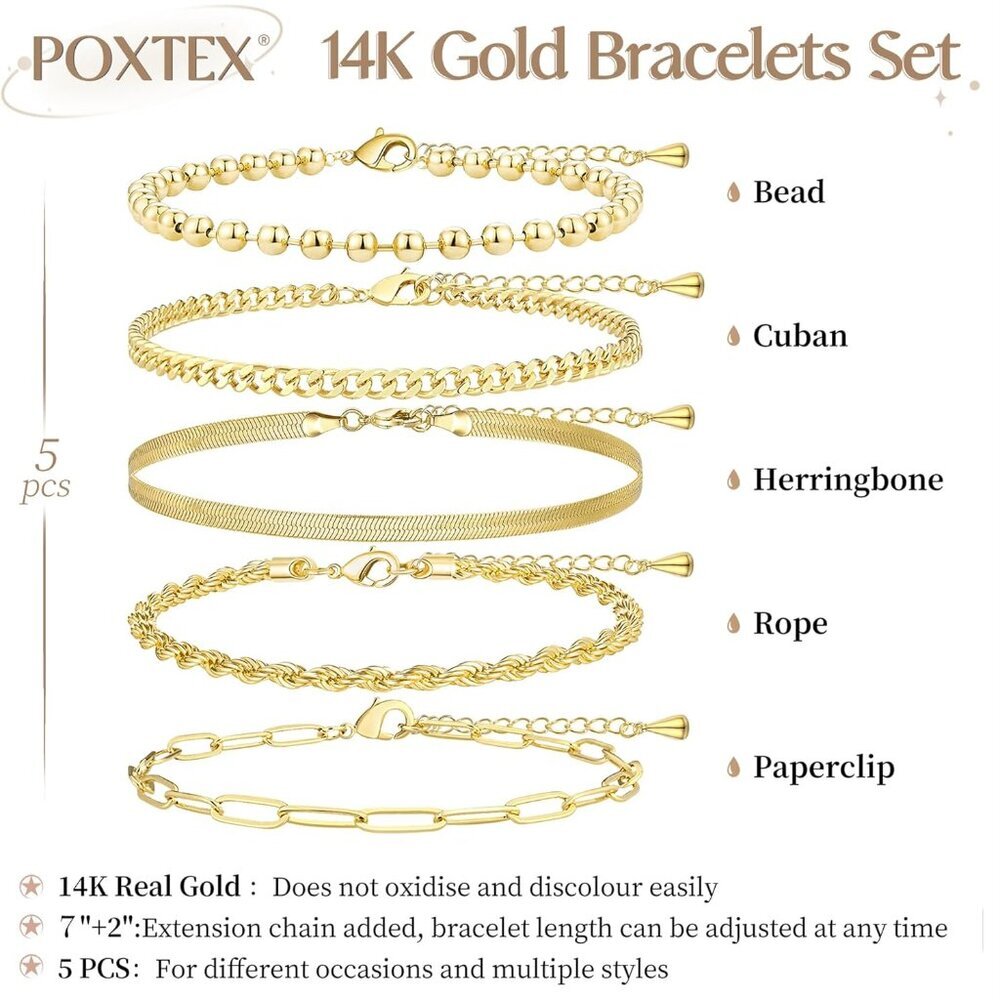Gold Bracelets for Women,Dainty Bracelets Set for Women Trendy, Gold Bracelets S - Picture 6 of 9